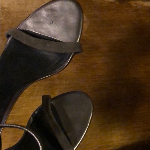 Charcoal suede and snake print sandals - Picture 4 of 5